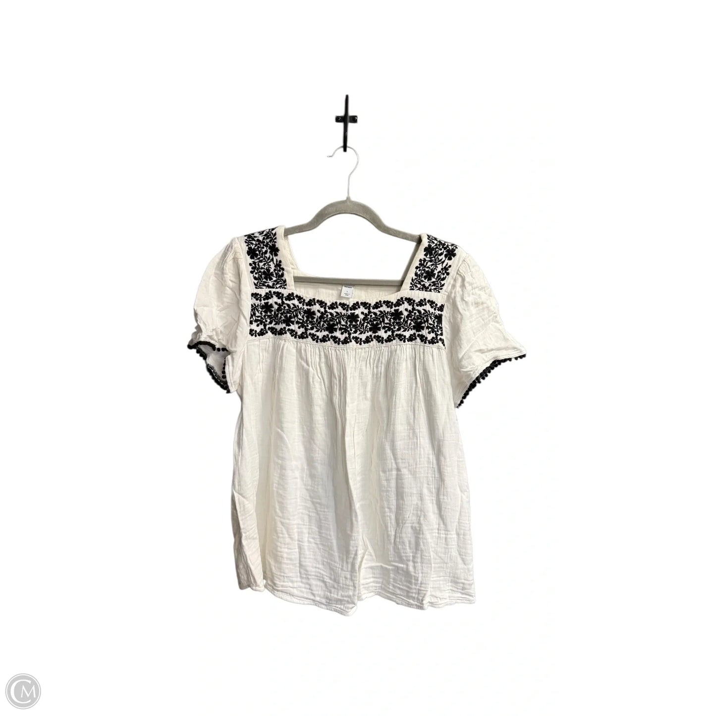Blouse Short Sleeve By Old Navy In Black & White, Size: L