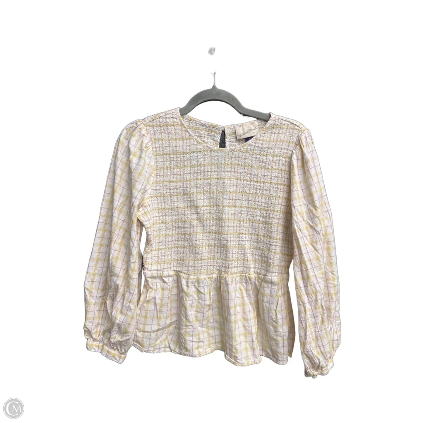Blouse Long Sleeve By Universal Thread In Plaid Pattern, Size: S