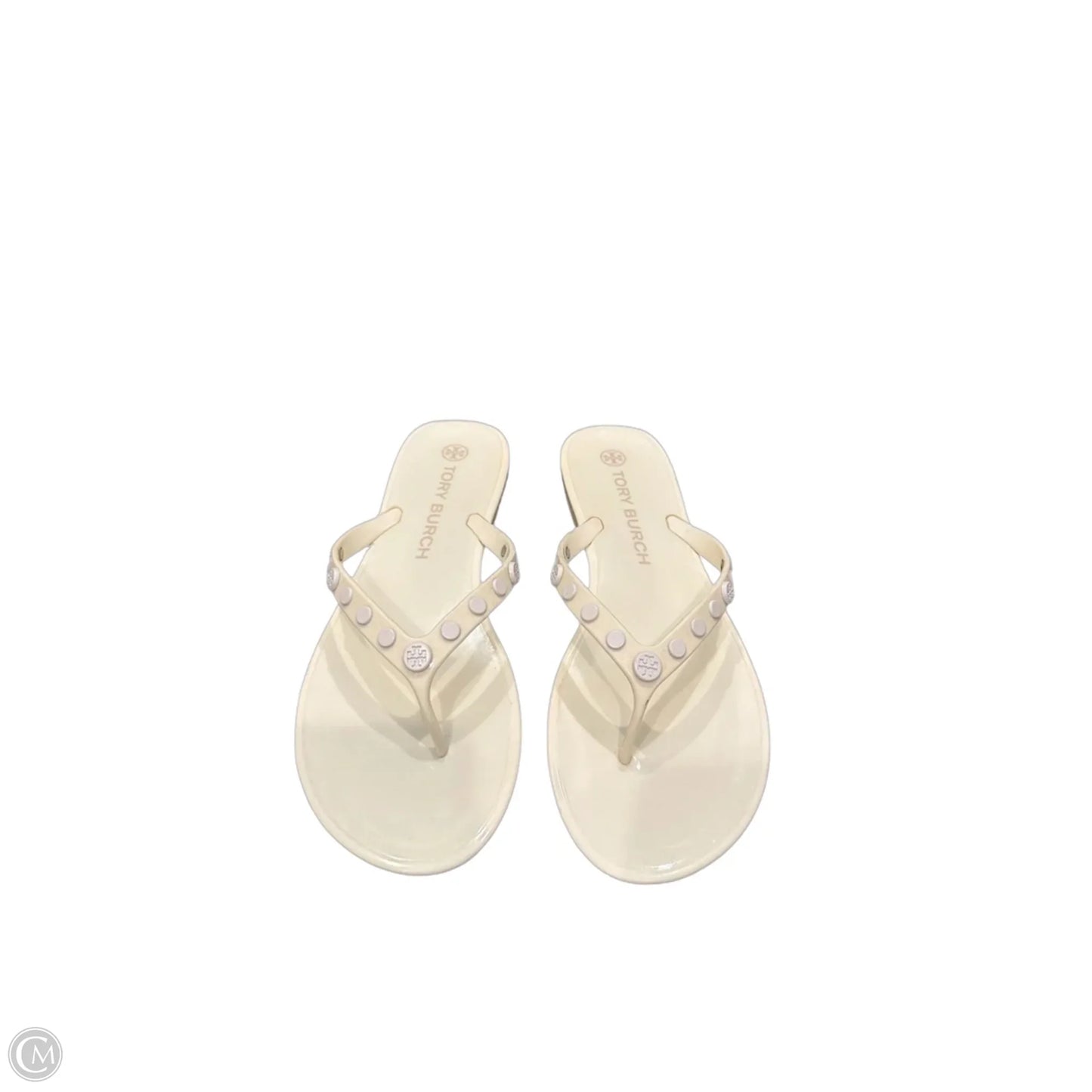 Sandals Designer By Tory Burch In White & Yellow, Size: 10