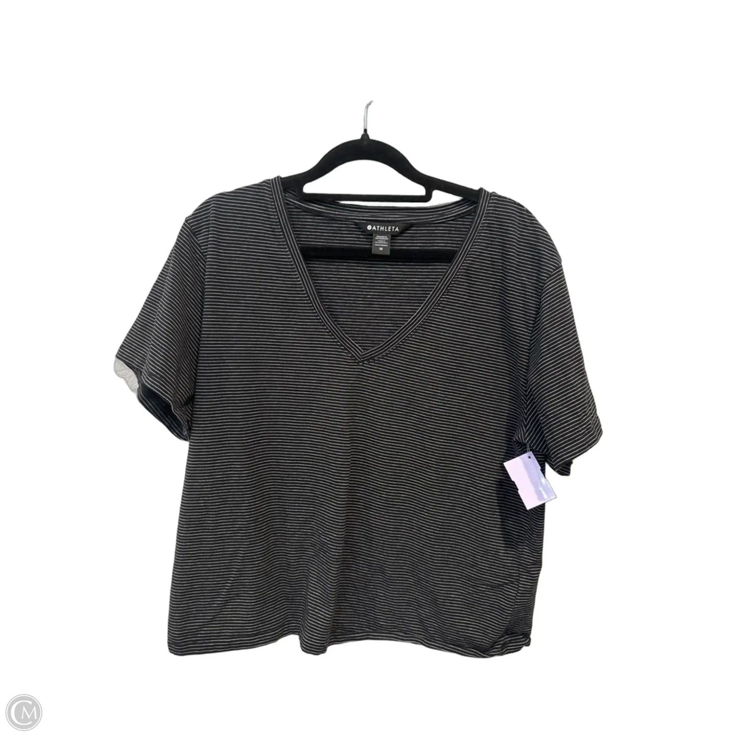 Athletic Top Short Sleeve By Athleta In Striped Pattern, Size: M