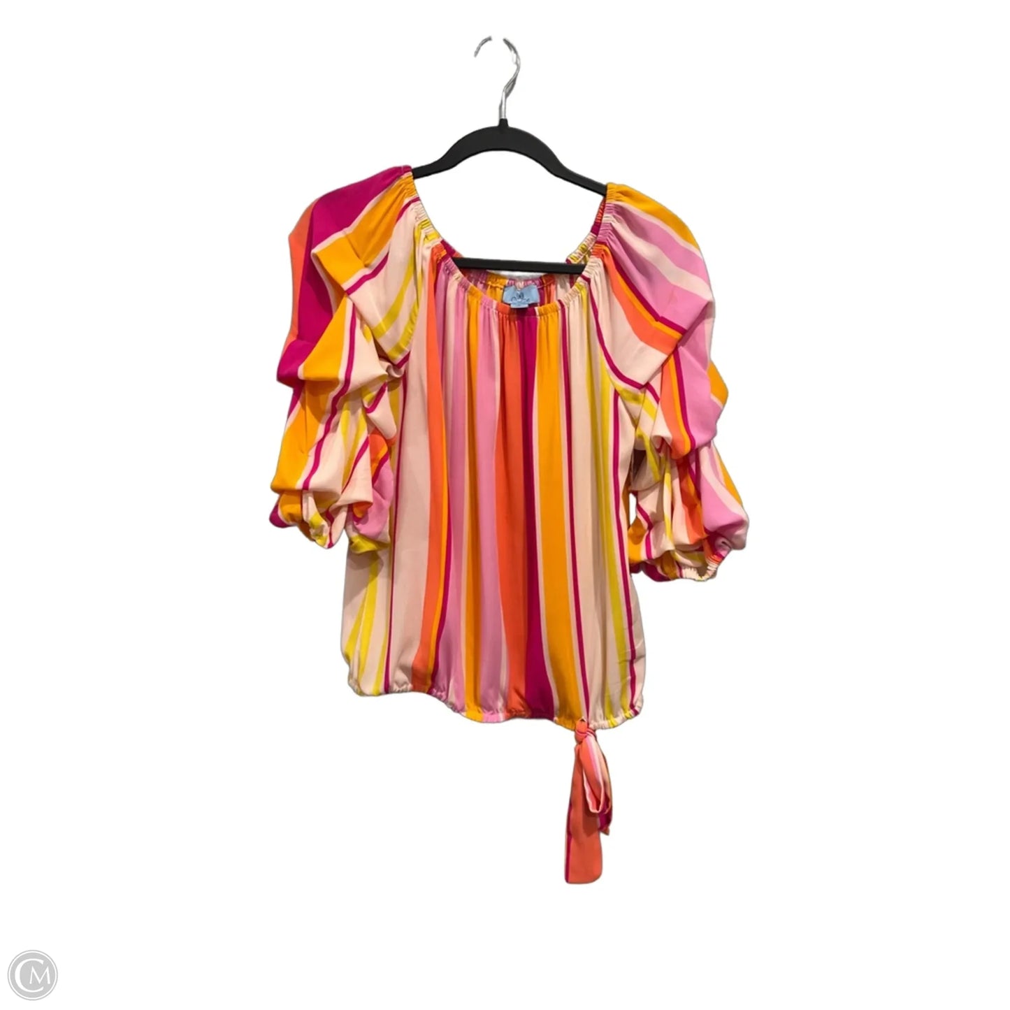 Blouse Short Sleeve By Cece In Striped Pattern, Size: M