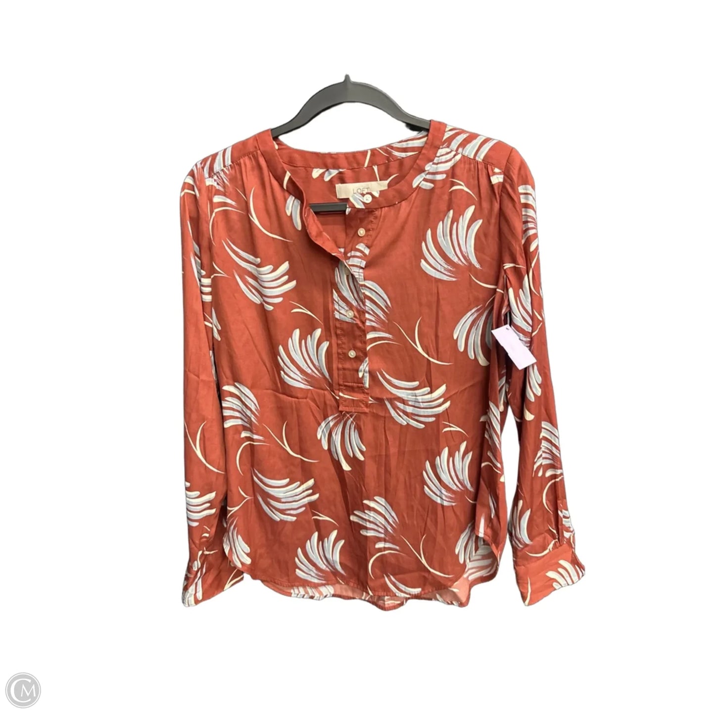 Blouse Long Sleeve By Loft In Blue & Red & White, Size: Xs
