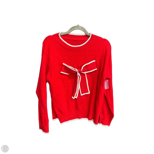 Sweater By Clothes Mentor In Red & White, Size: M