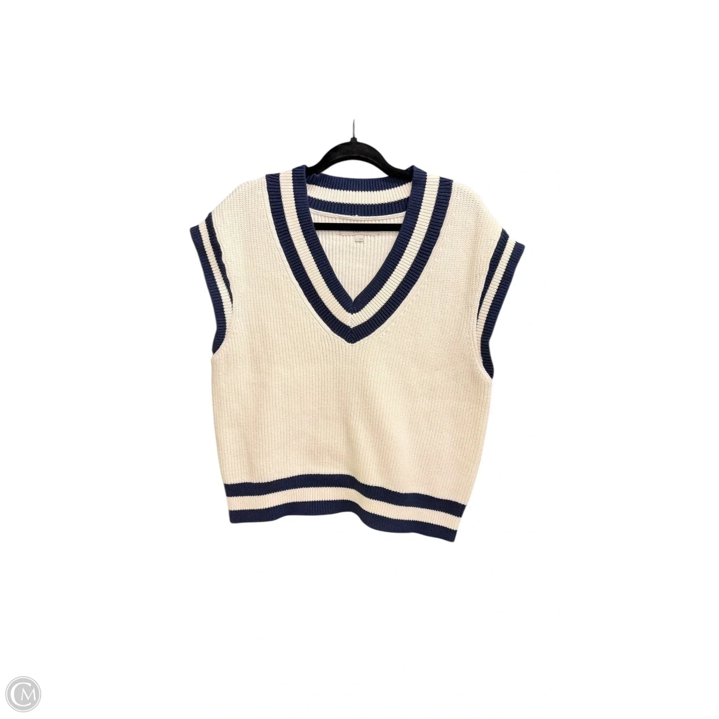 Vest Sweater By Loft In Blue & White, Size: L
