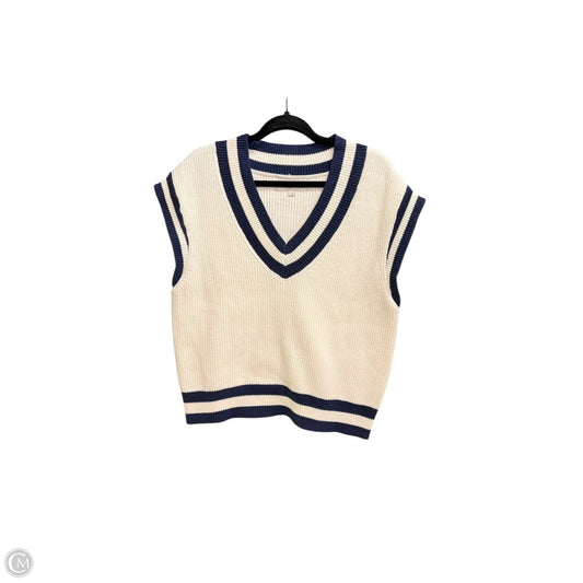 Vest Sweater By Loft In Blue & White, Size: L