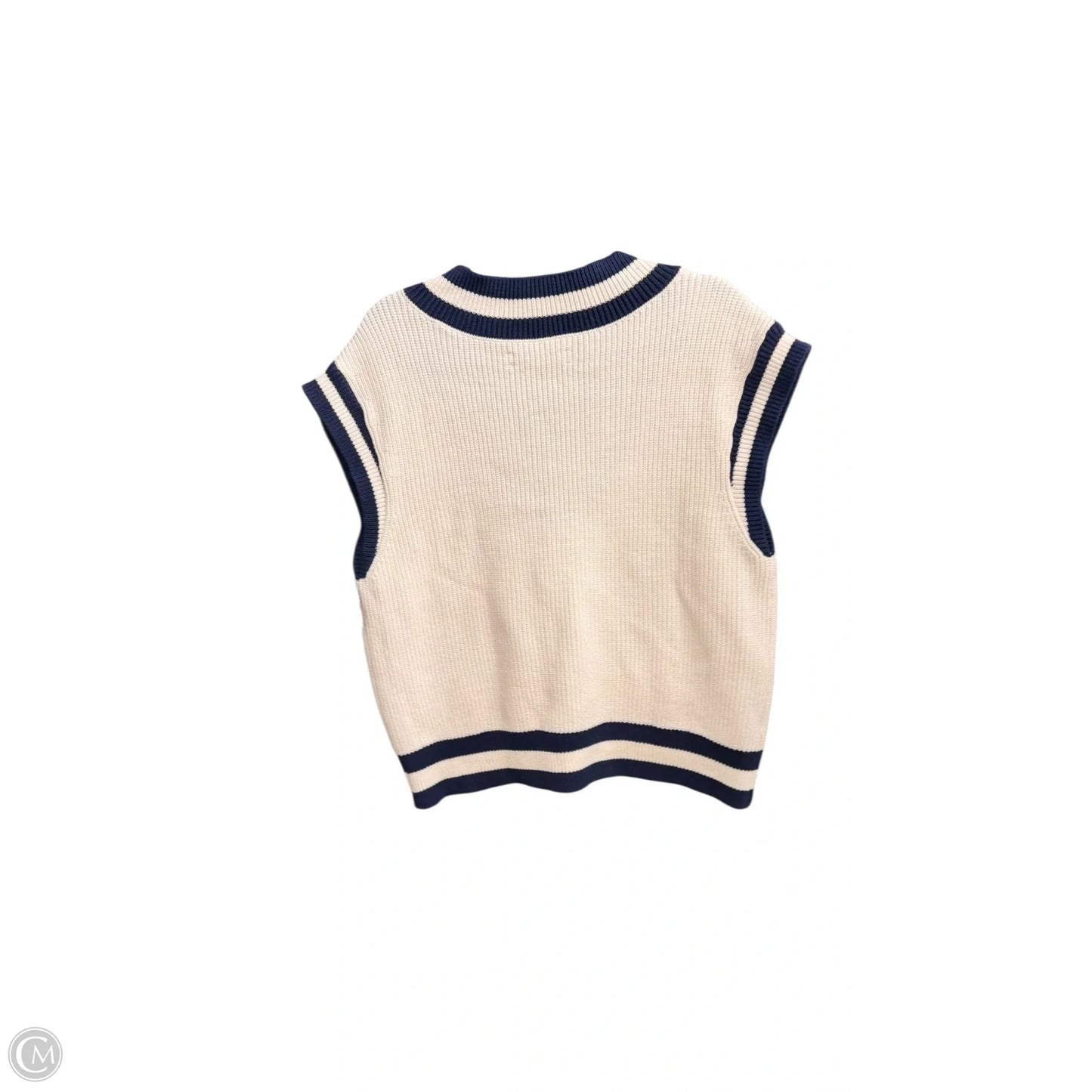Vest Sweater By Loft In Blue & White, Size: L