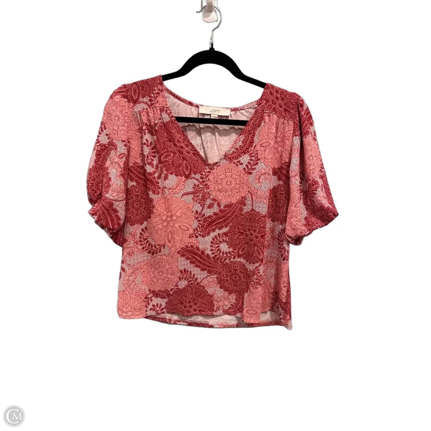 Top Short Sleeve By Loft In Red & White, Size: Xs