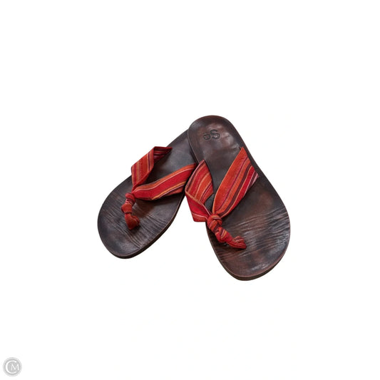 Sandals Flip Flops By So In Brown & Red, Size: 7