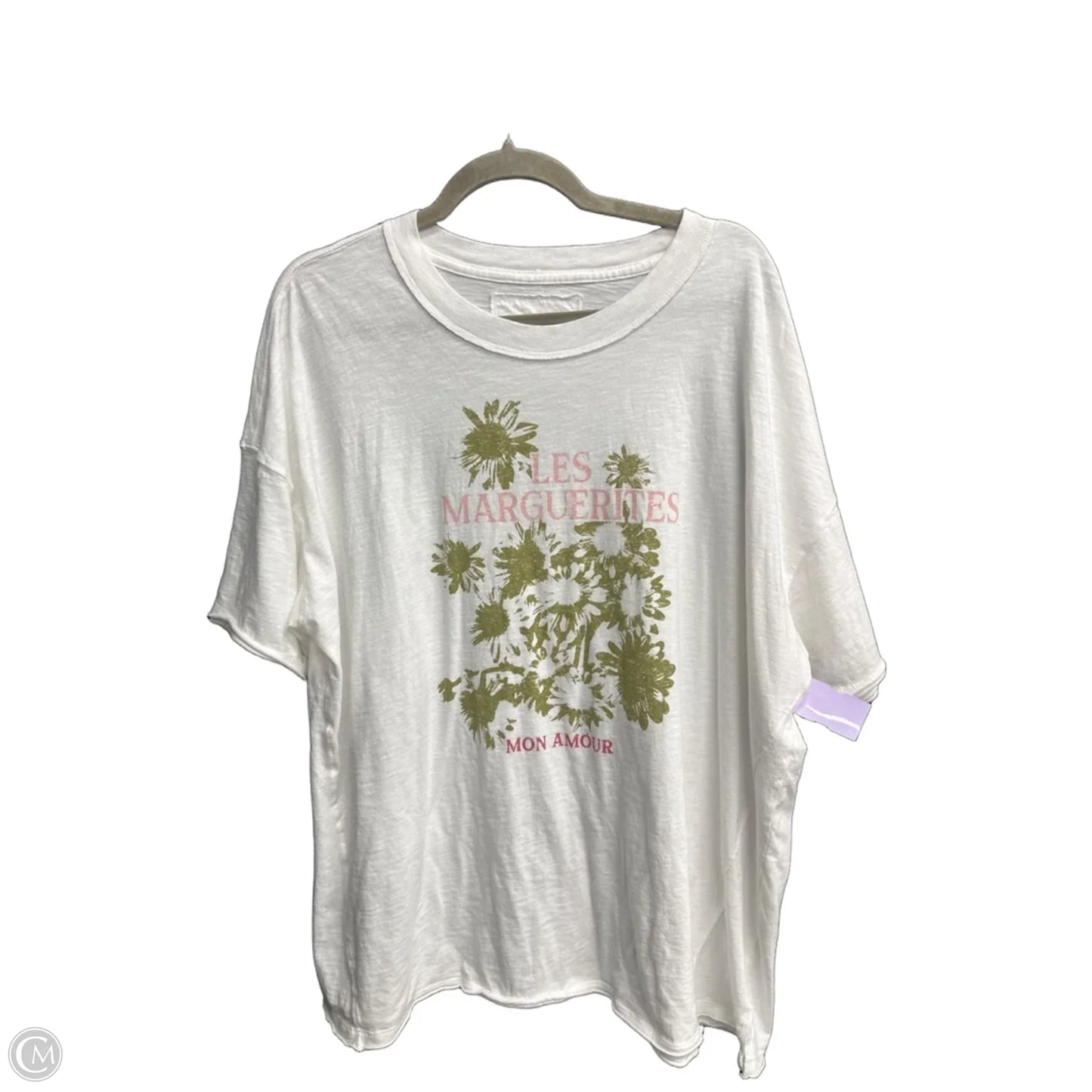 Top Short Sleeve By Aerie In Green & White, Size: L