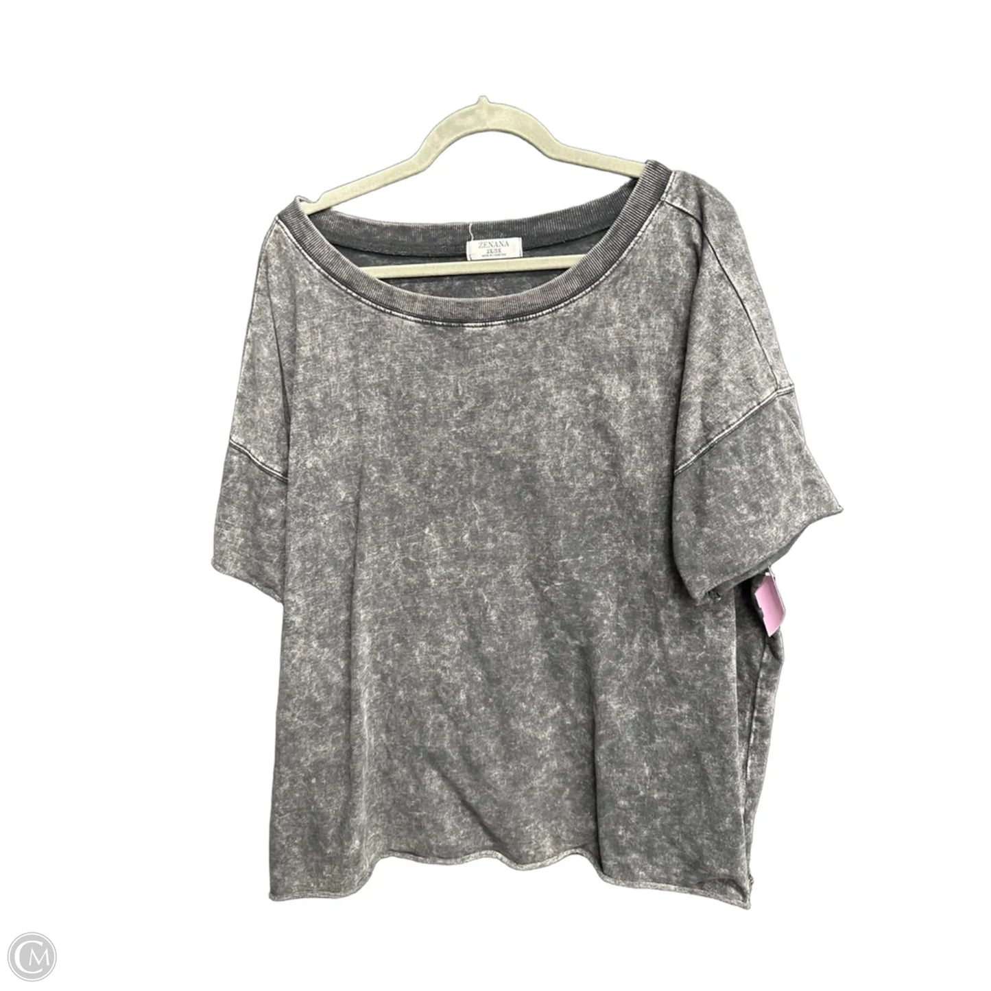 Top Short Sleeve Basic By Zenana In Grey, Size: 2x