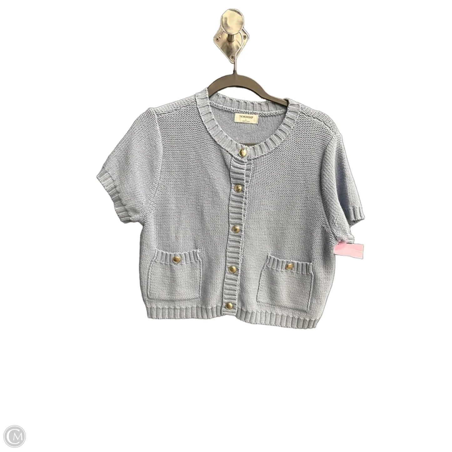 Top Short Sleeve By Workshop In Blue & Silver, Size: L