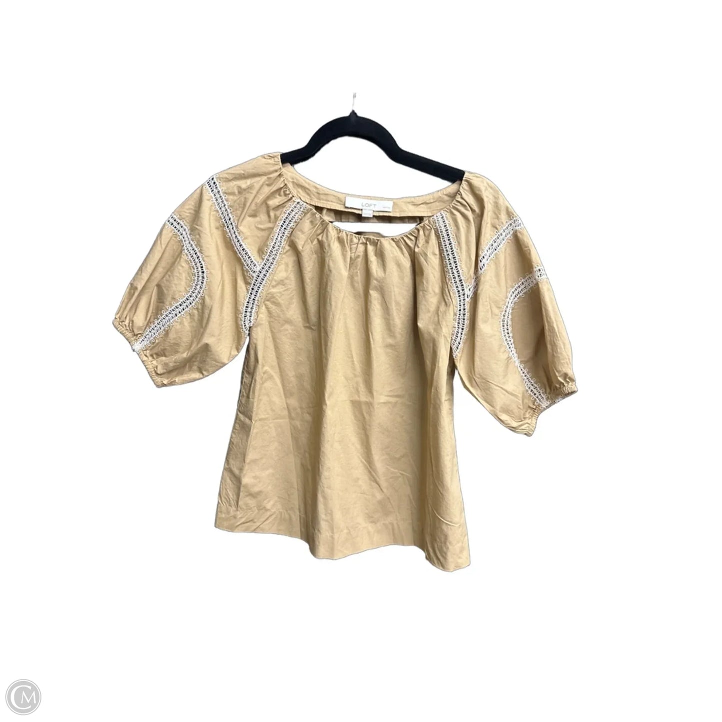 Top Short Sleeve By Loft In Brown & Cream, Size: Xsp