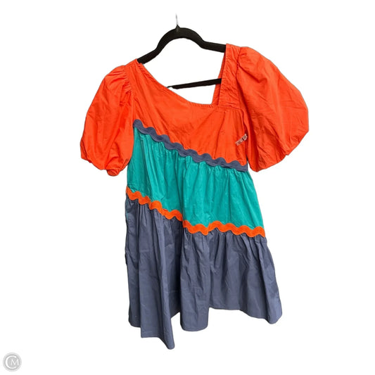 Dress Casual Short By Aura In Blue & Orange, Size: Xs