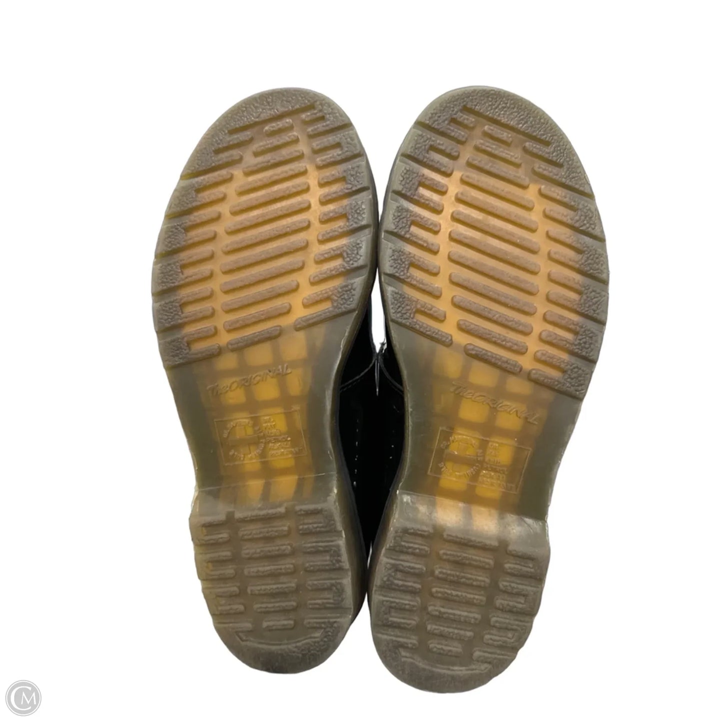 Shoes Flats By Dr Martens In Black & Yellow, Size: 8