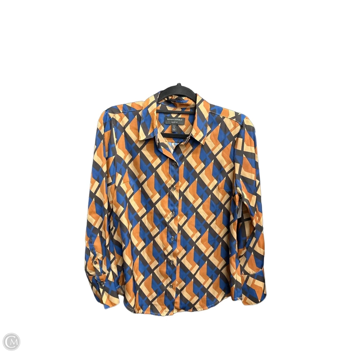 Top Long Sleeve By Banana Republic In Blue & Brown, Size: Sp