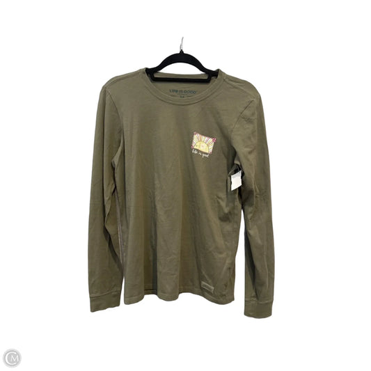 Top Long Sleeve By Life Is Good In Green, Size: M