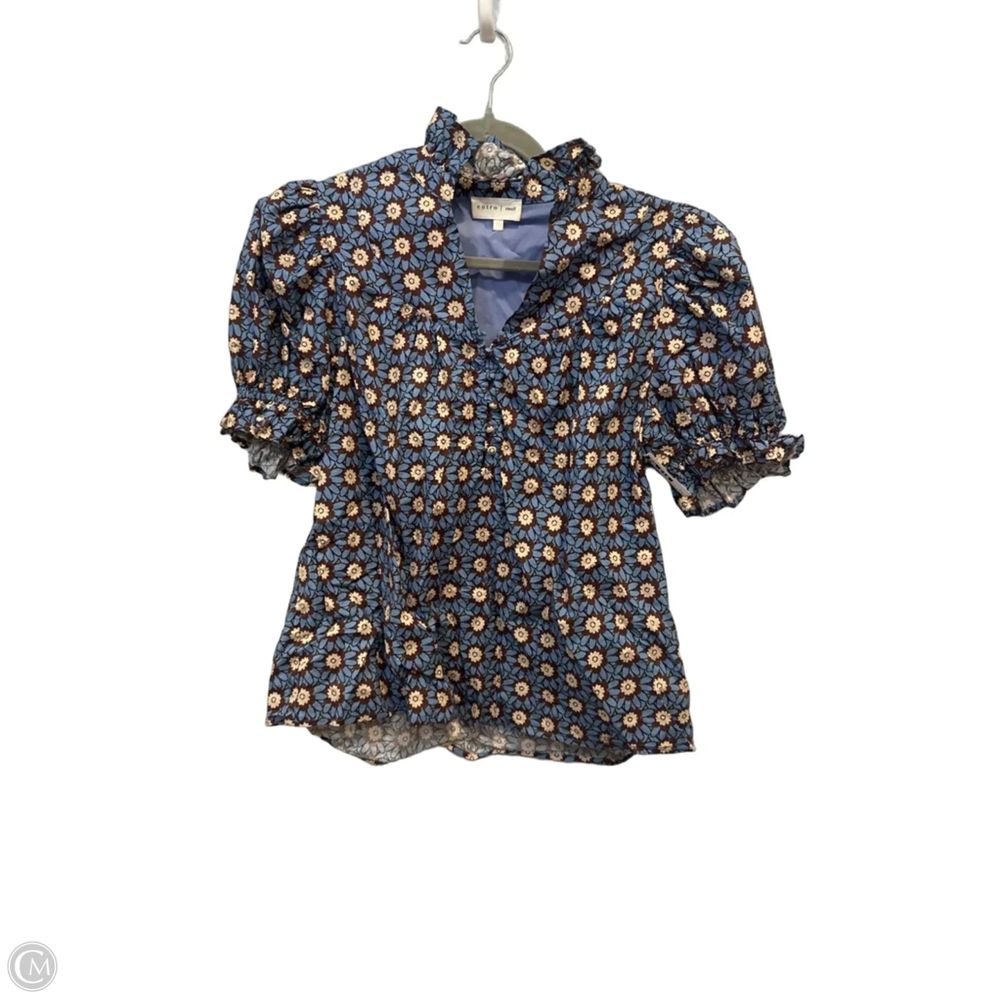 Top Short Sleeve By Entro In Blue & Brown, Size: S