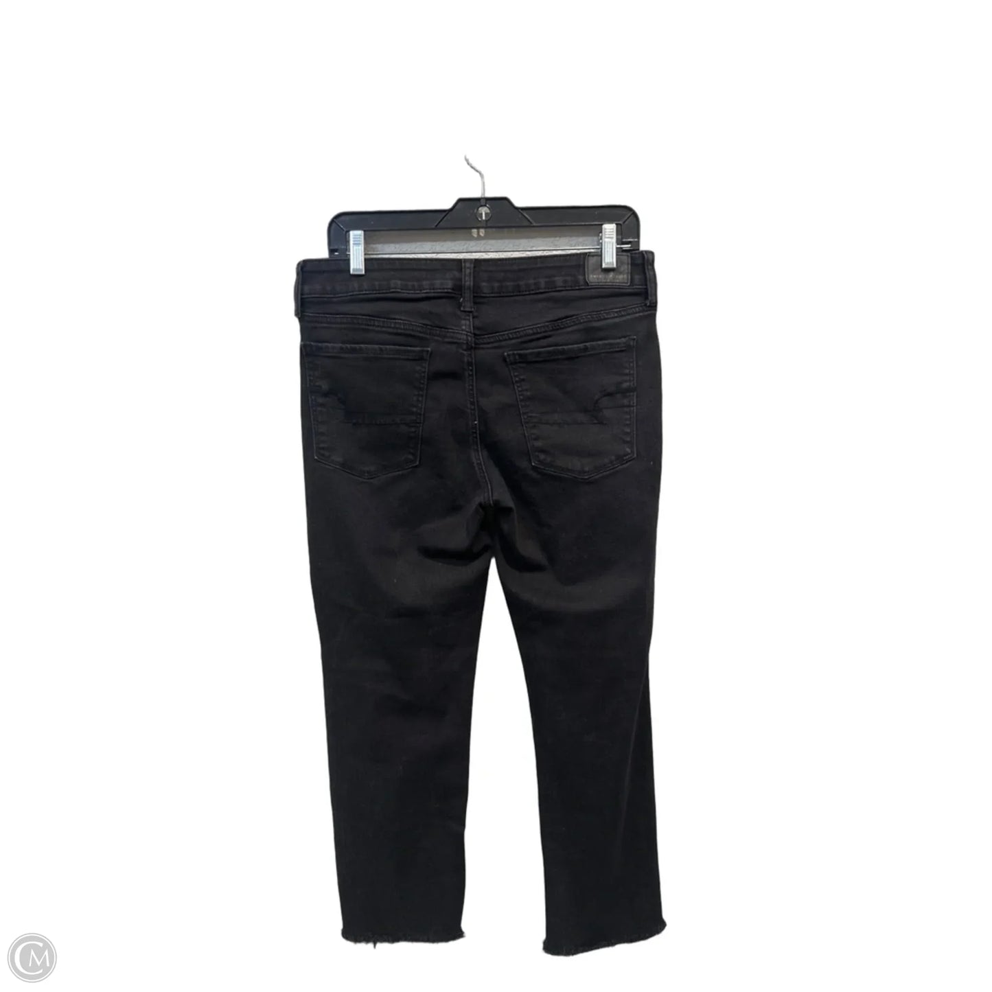 Jeans Straight By American Eagle In Black Denim, Size: 12