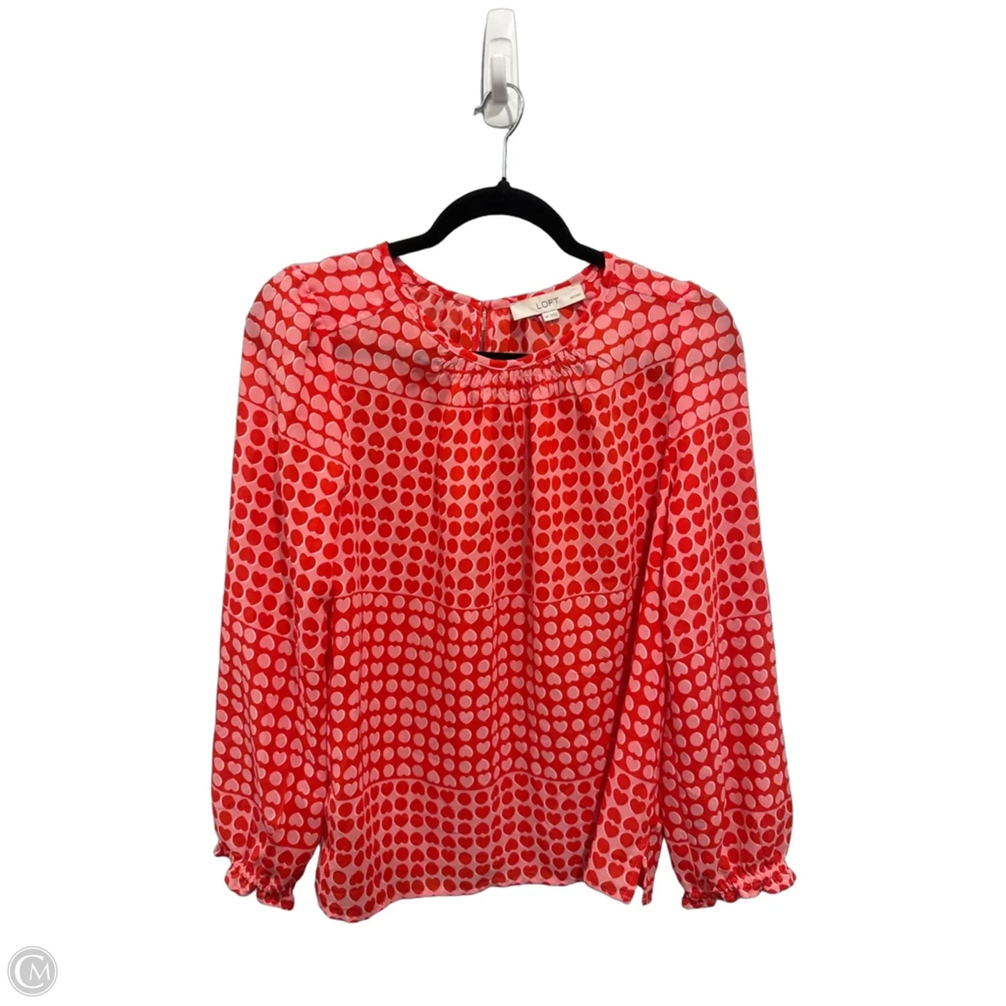 Top Long Sleeve By Loft In Pink & Red, Size: Mp
