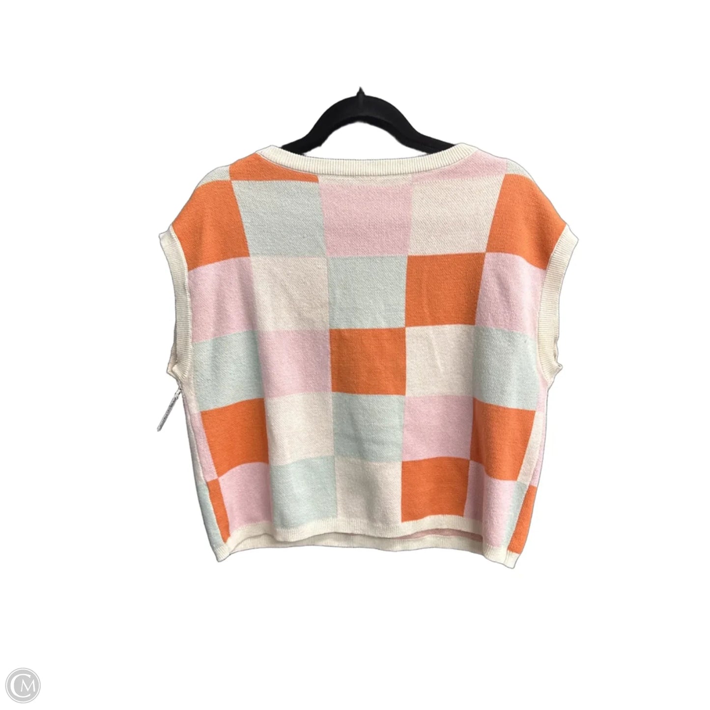 Sweater Short Sleeve By Clothes Mentor In Checkered Pattern, Size: M