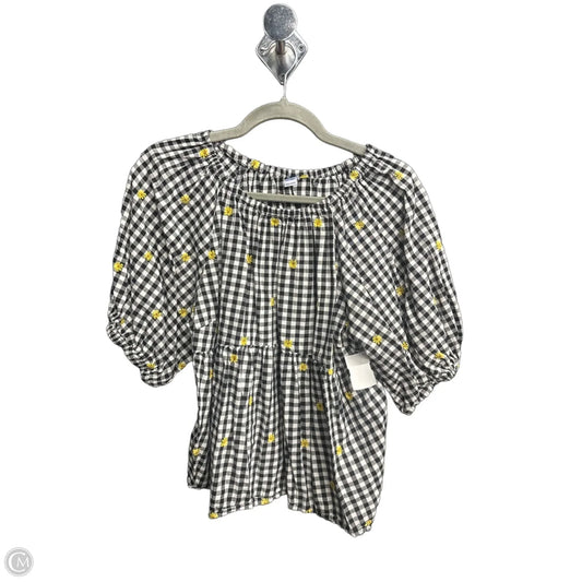 Top Short Sleeve By Old Navy In Plaid Pattern, Size: M
