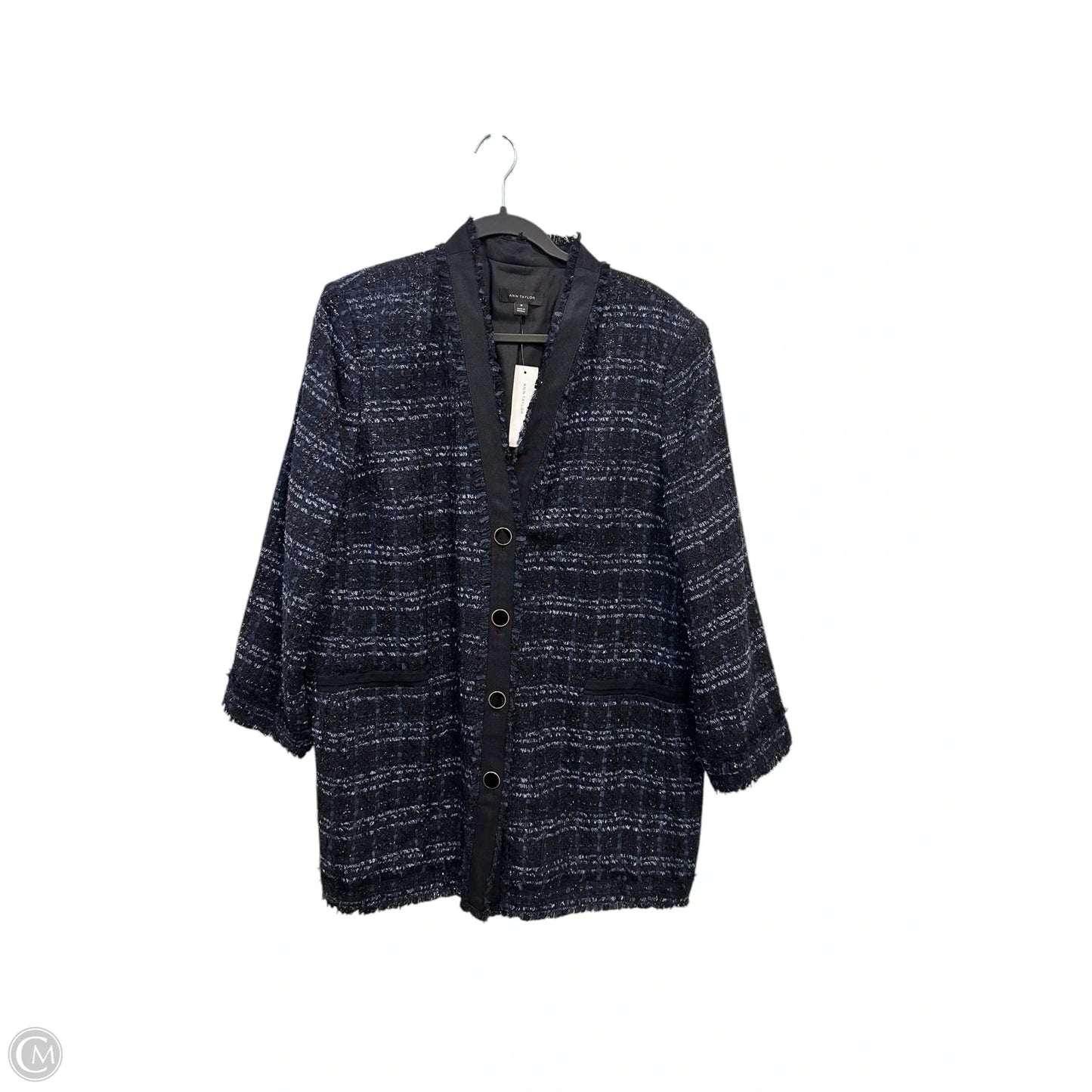 Blazer By Ann Taylor In Black & Blue, Size: 18