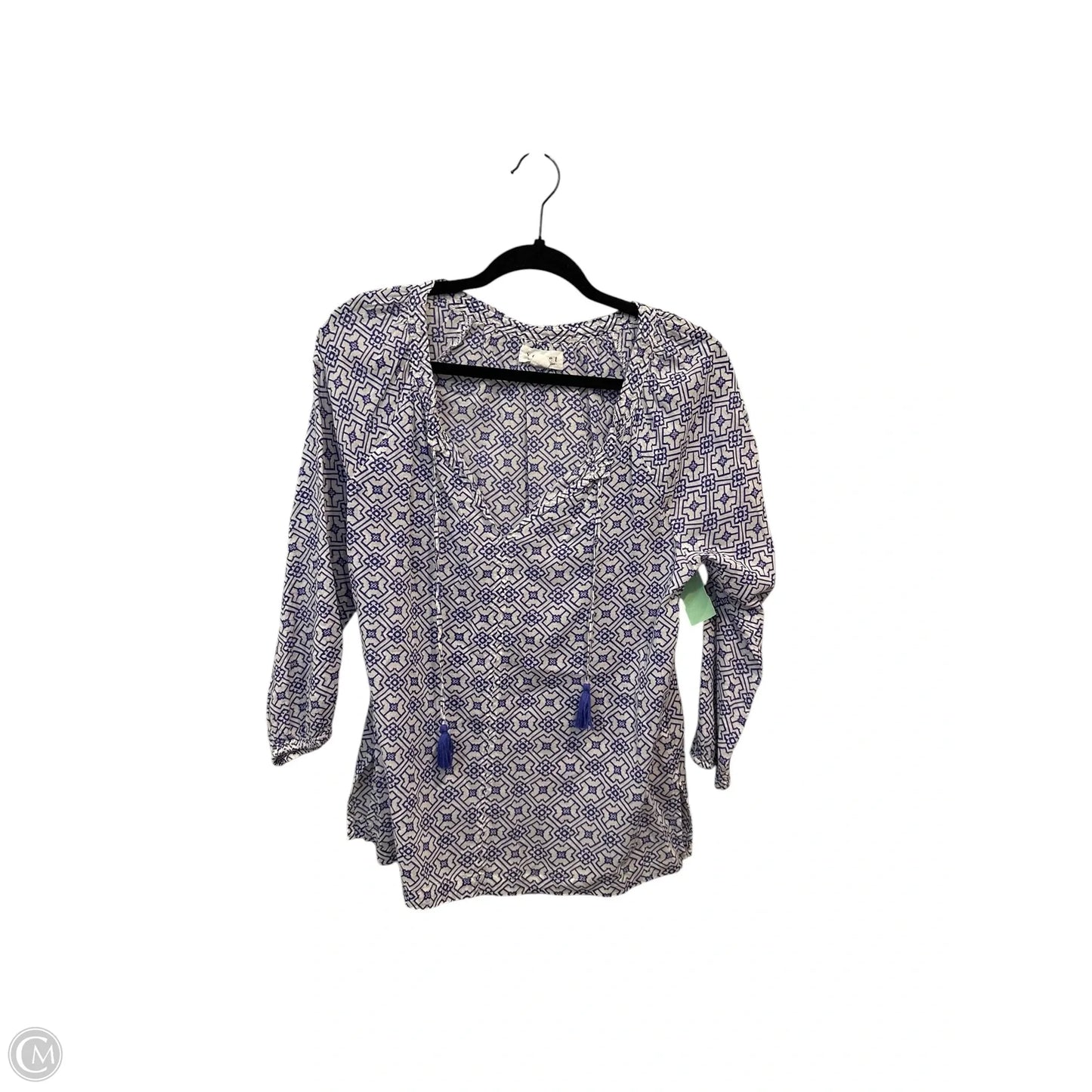Top 3/4 Sleeve By Velvet In Blue, Size: Xs
