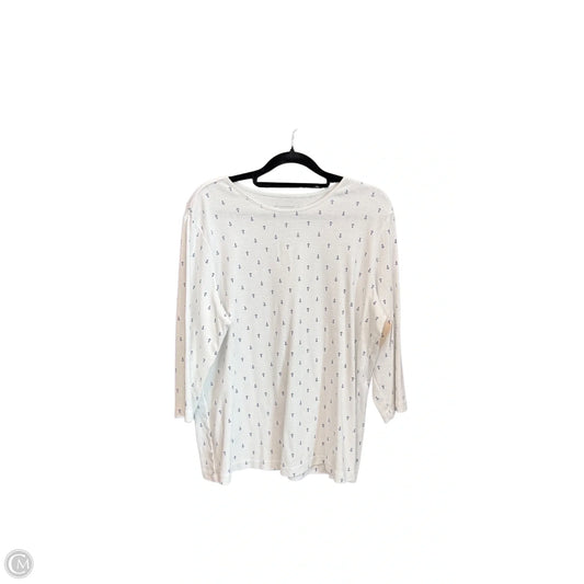 Top 3/4 Sleeve By Christopher And Banks In Blue & White, Size: Xl