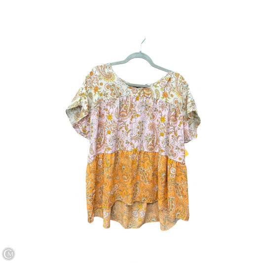 Top Short Sleeve By Cato In Floral Print, Size: Xl