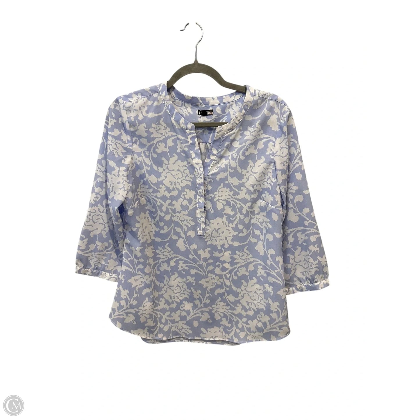 Top 3/4 Sleeve By Talbots In Blue & White, Size: Lp