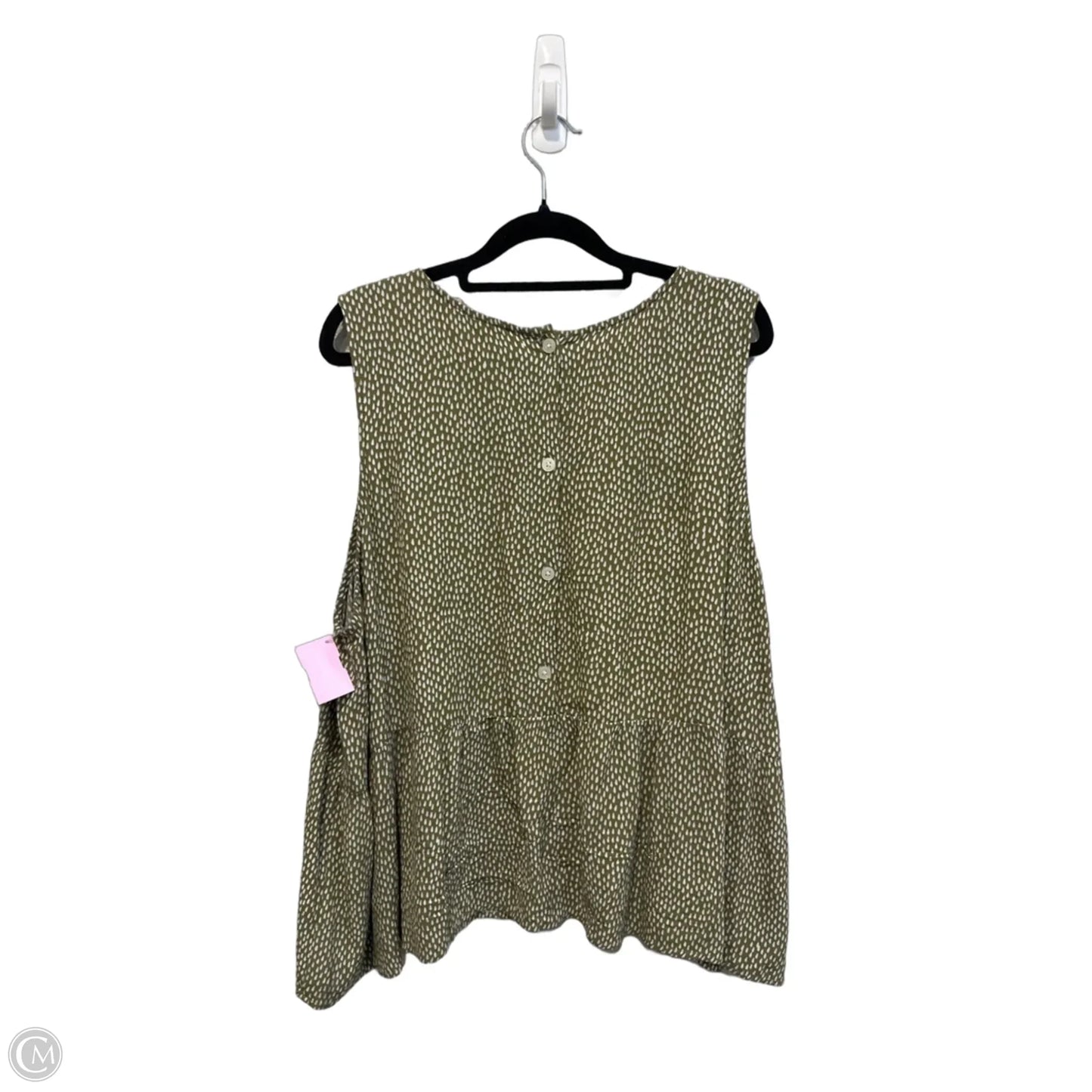 Top Sleeveless By Loft In Green & White, Size: Xl