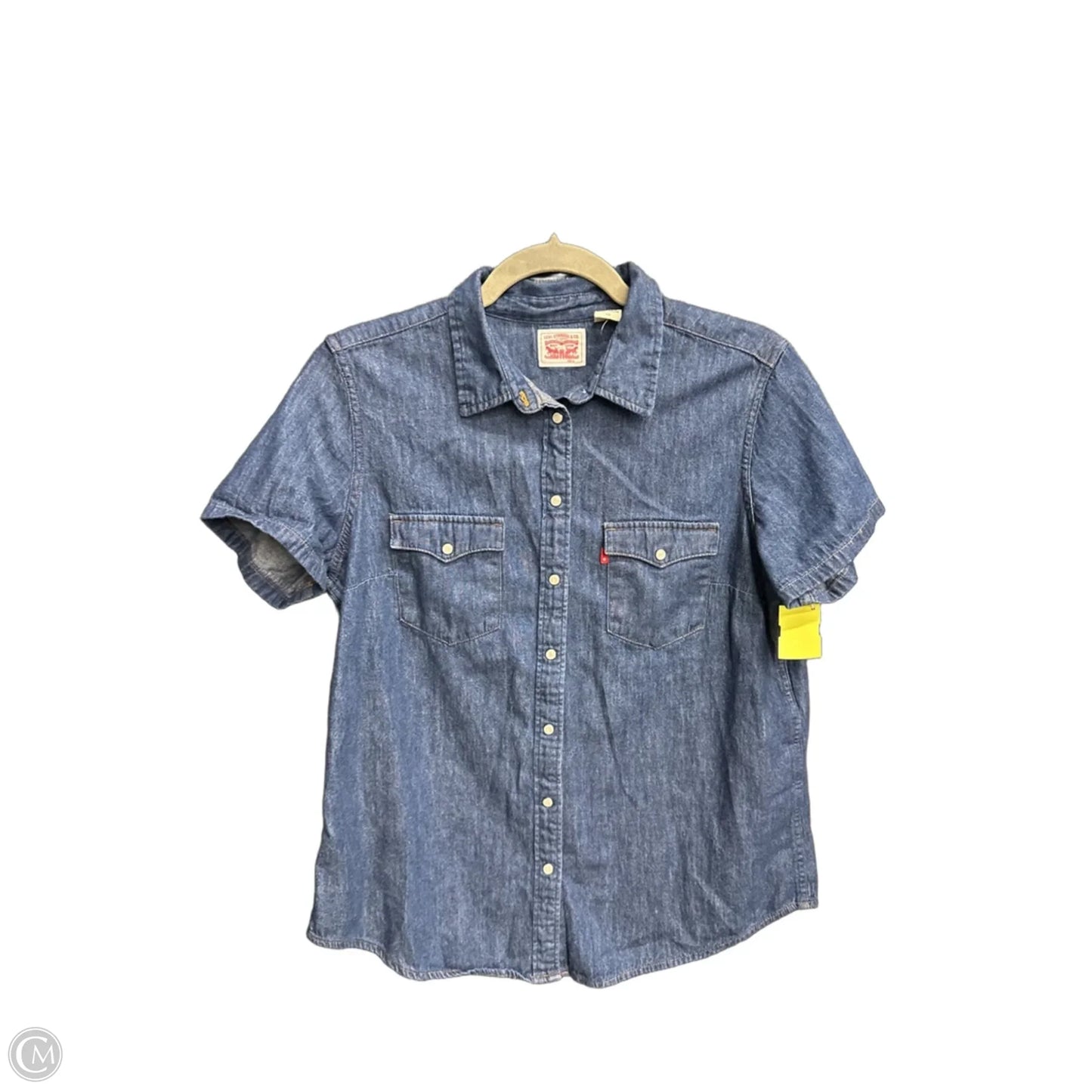 Top Short Sleeve By Levis In Blue Denim, Size: L