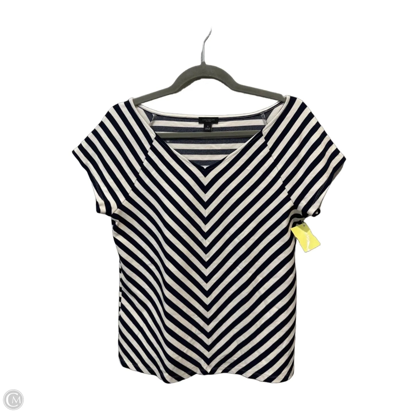 Top Short Sleeve By Ann Taylor In Striped Pattern, Size: M
