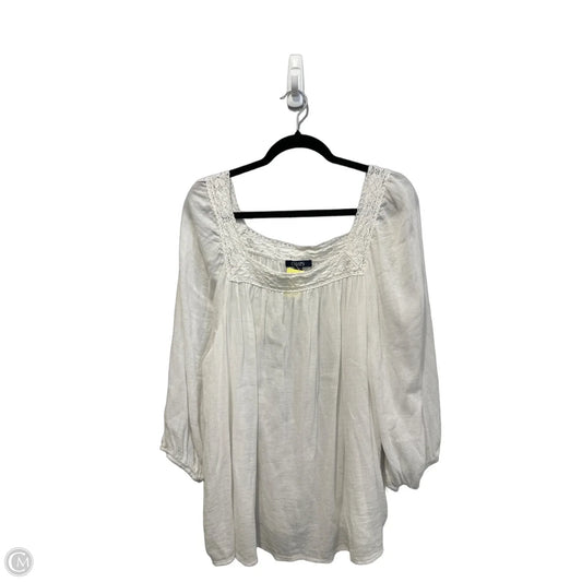 Top Long Sleeve By Chaps In White, Size: 2x