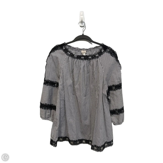 Top 3/4 Sleeve By Chicos In Black & White, Size: Xl