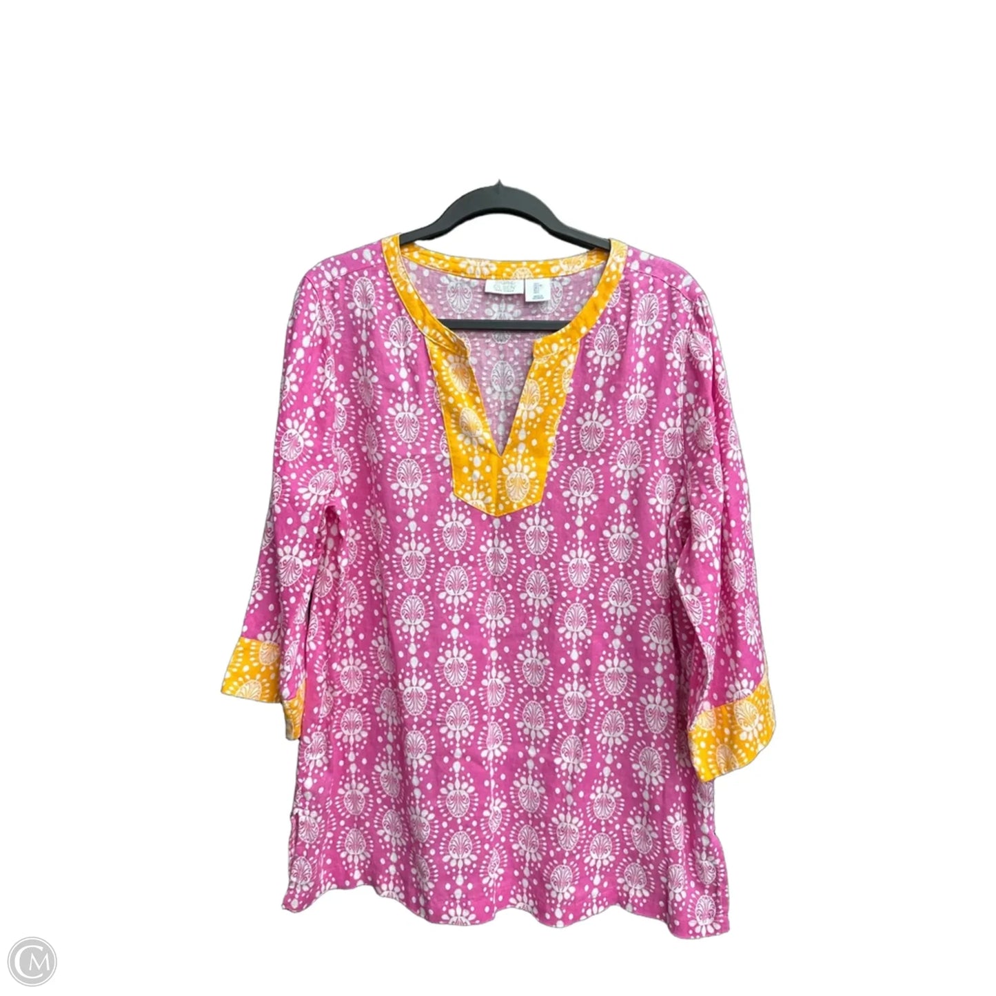 Top Long Sleeve By Sigrid Olsen In Orange & Pink, Size: L