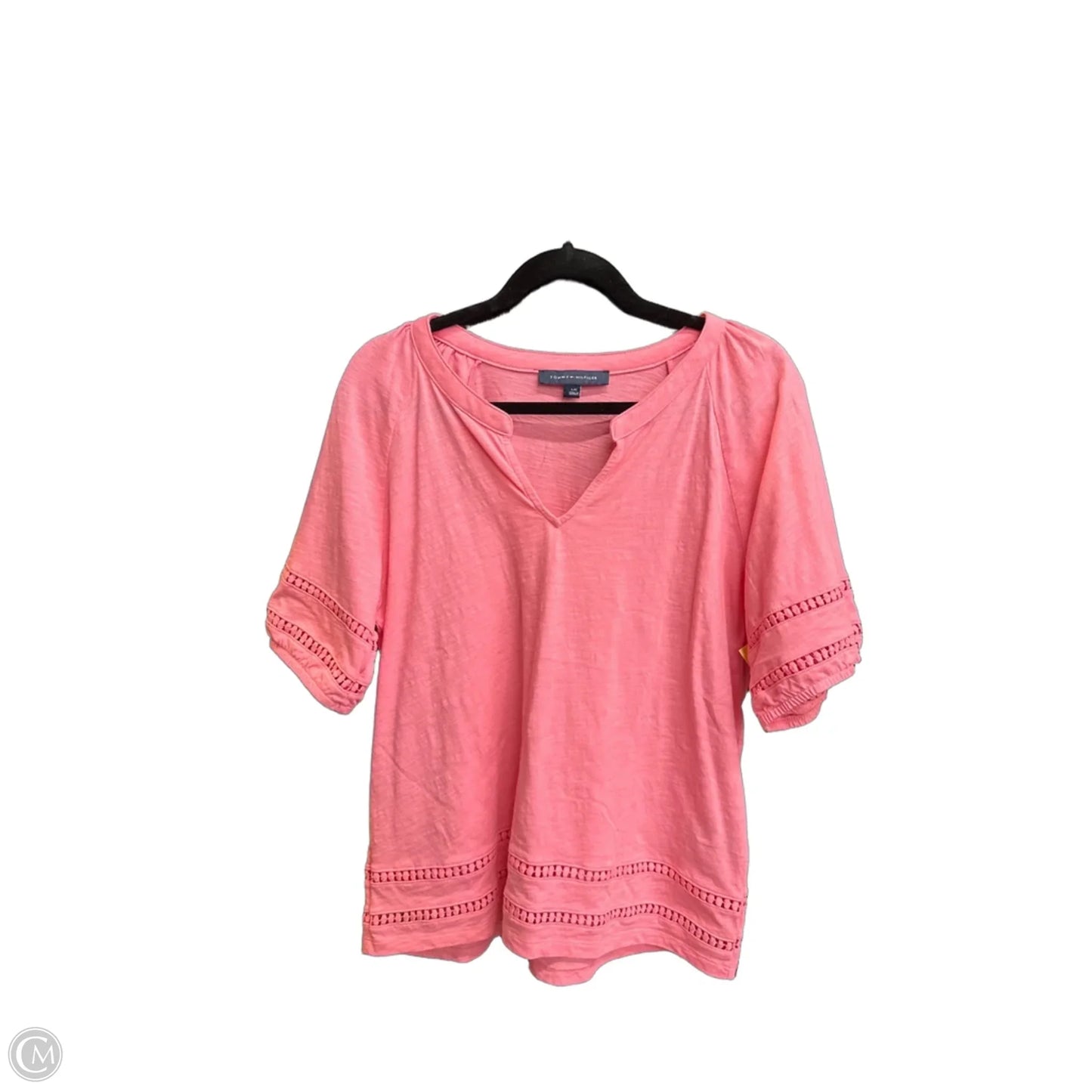 Top Short Sleeve By Tommy Hilfiger In Pink, Size: L