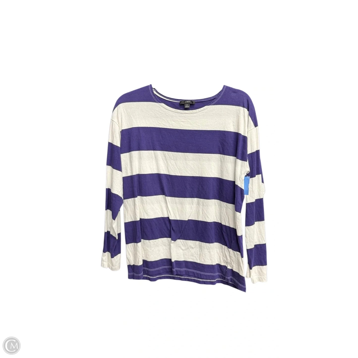 Top Long Sleeve By J. Crew In Purple & White, Size: M