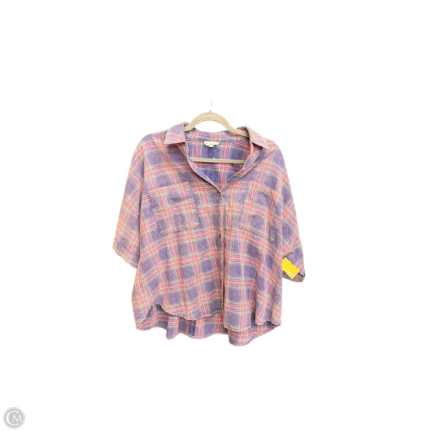 Top Short Sleeve By Easel In Plaid Pattern, Size: M