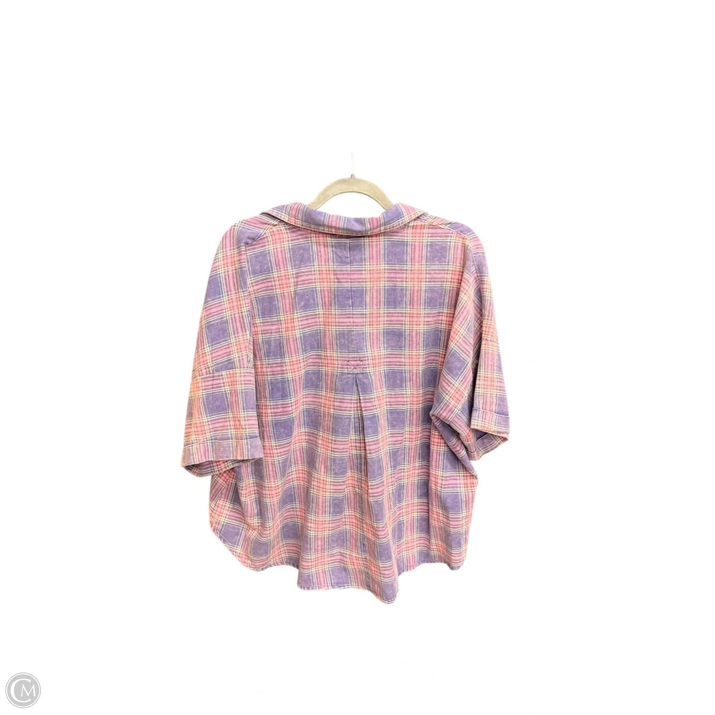 Top Short Sleeve By Easel In Plaid Pattern, Size: M