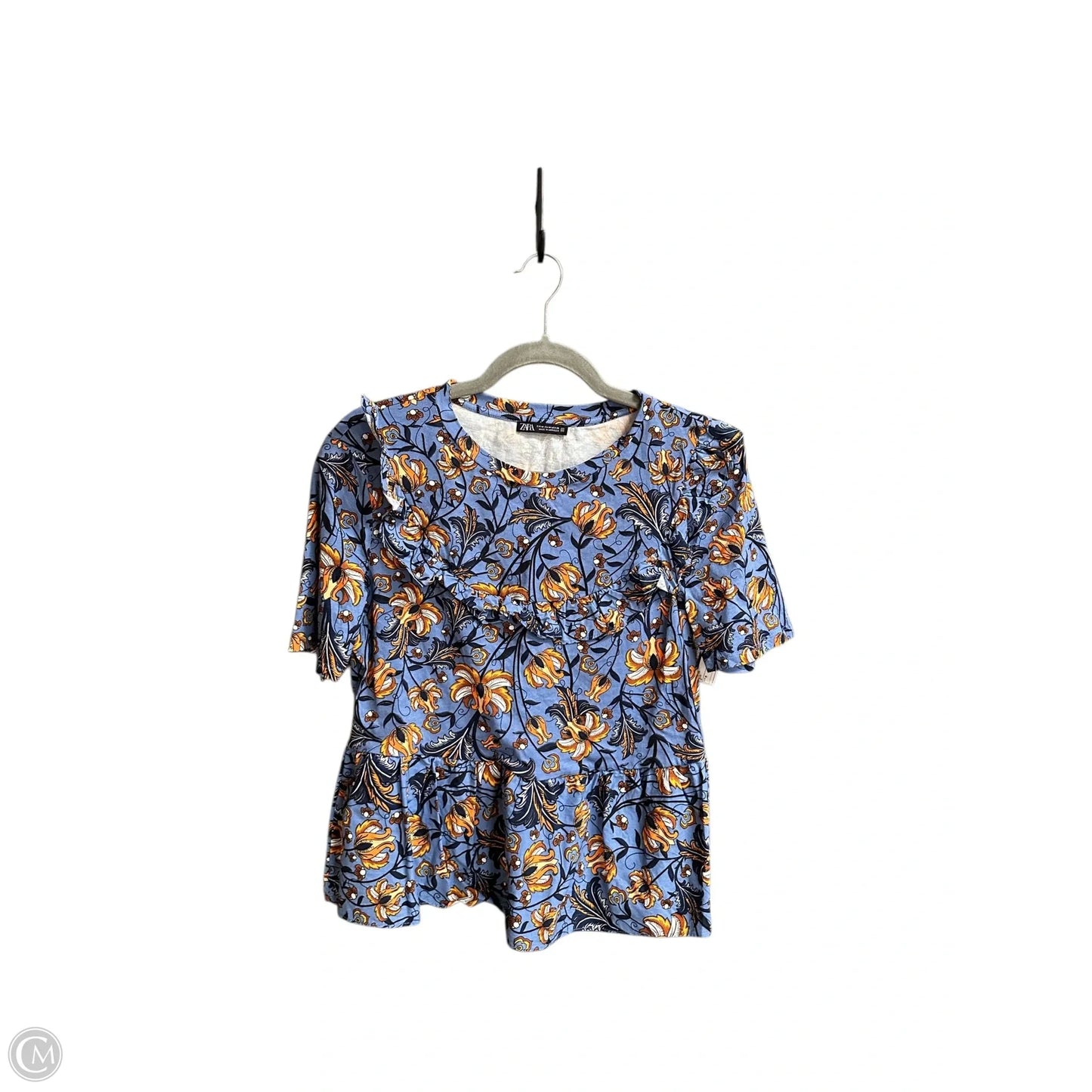Top Short Sleeve By Zara In Blue, Size: M