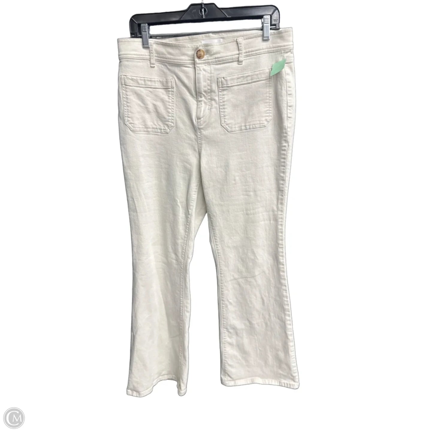 Jeans Flared By Loft In Cream Denim, Size: 10