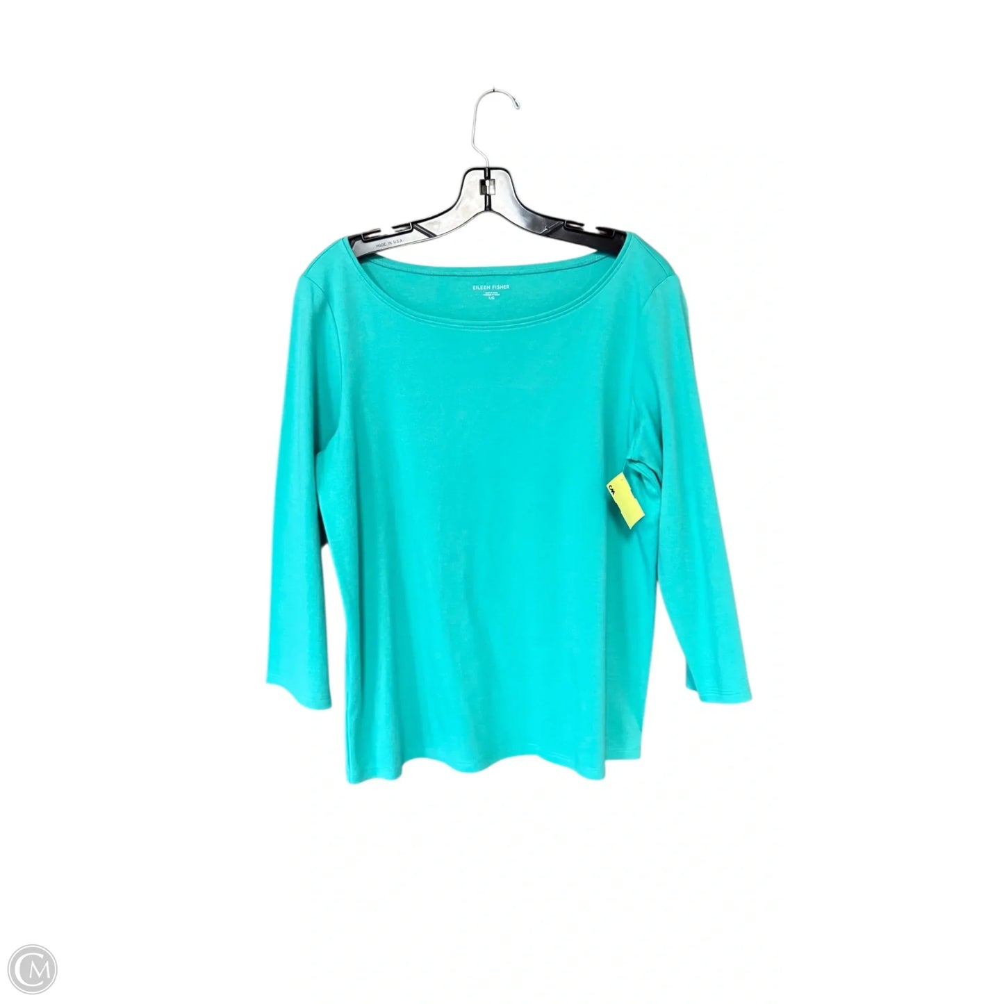 Top 3/4 Sleeve Basic By Eileen Fisher In Aqua, Size: L