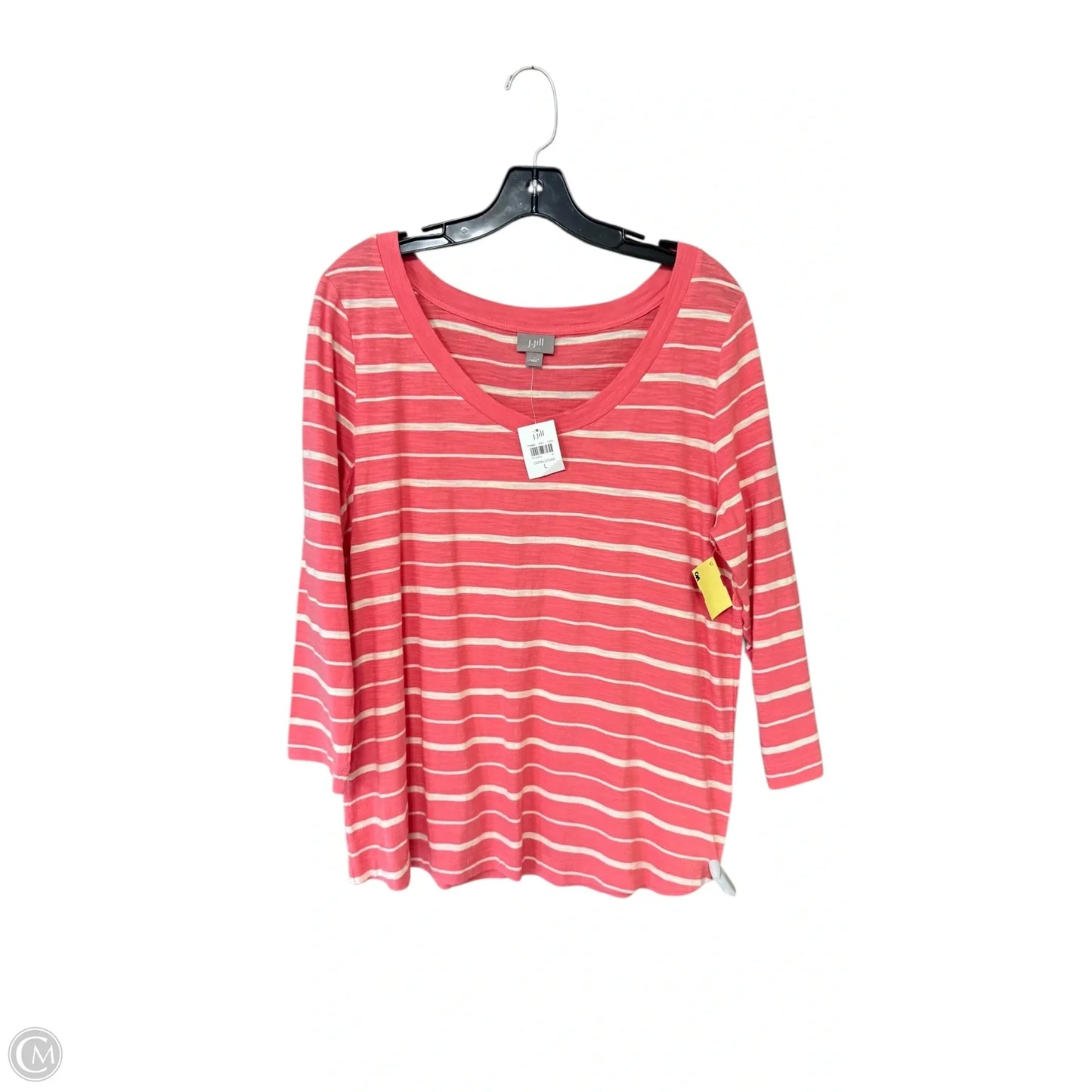 Top Long Sleeve By J. Jill In Pink & White, Size: L