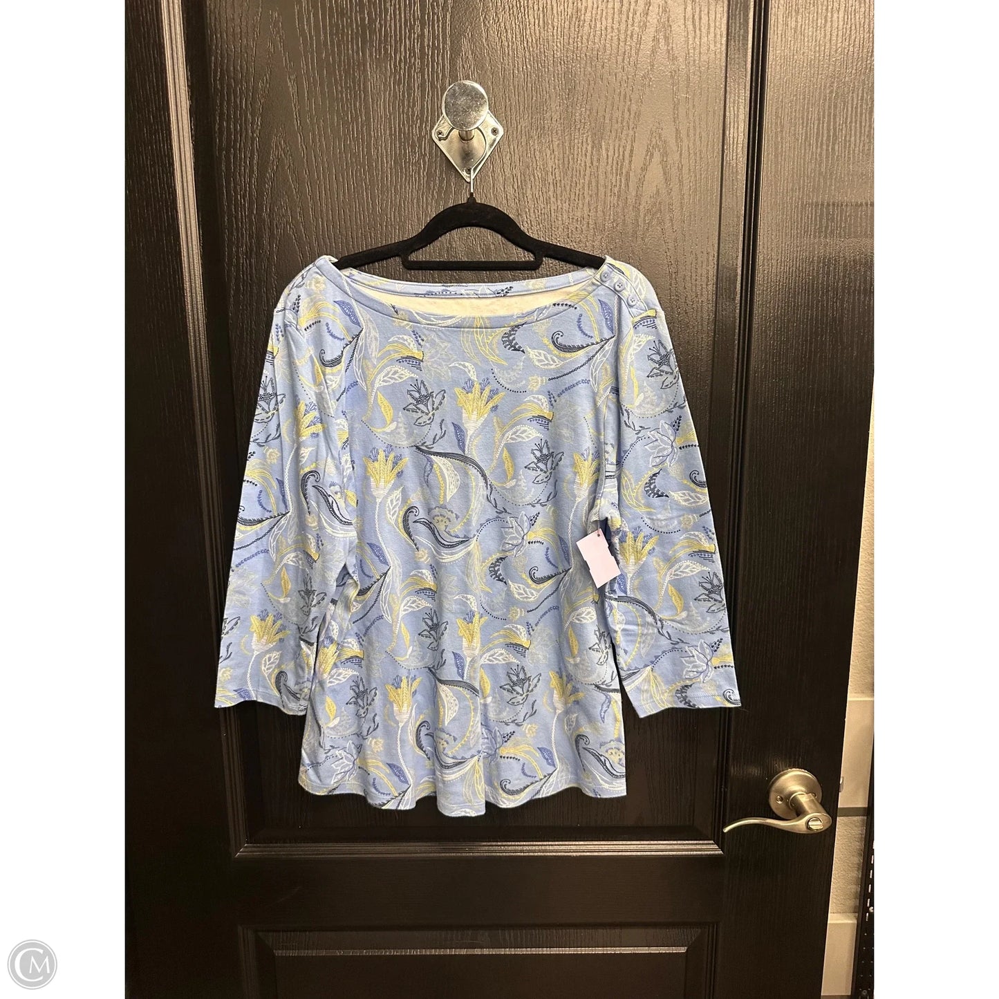 Top 3/4 Sleeve By Charter Club In Paisley Print, Size: Xl