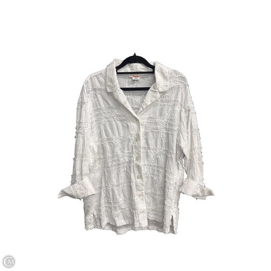Top 3/4 Sleeve By Tianello In White, Size: S