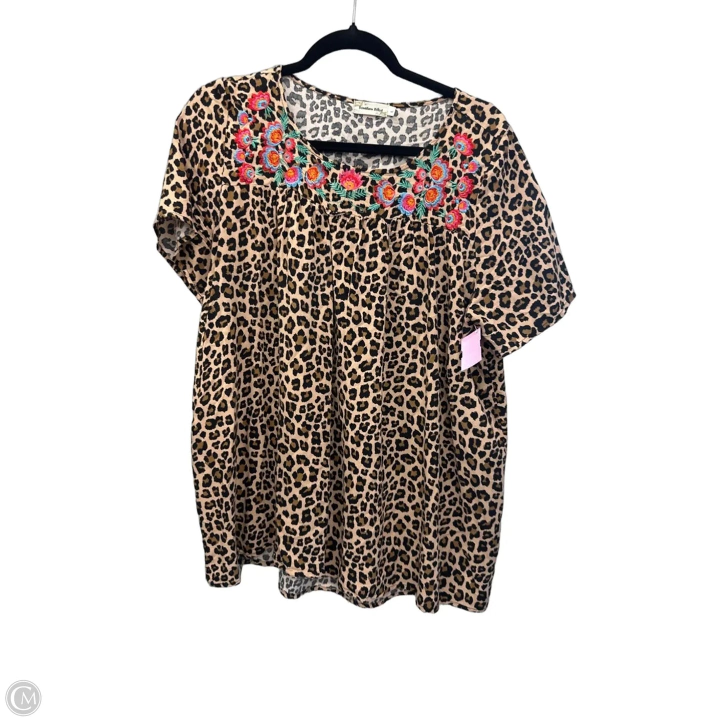 Top Short Sleeve By Southern Stitch In Leopard Print, Size: L