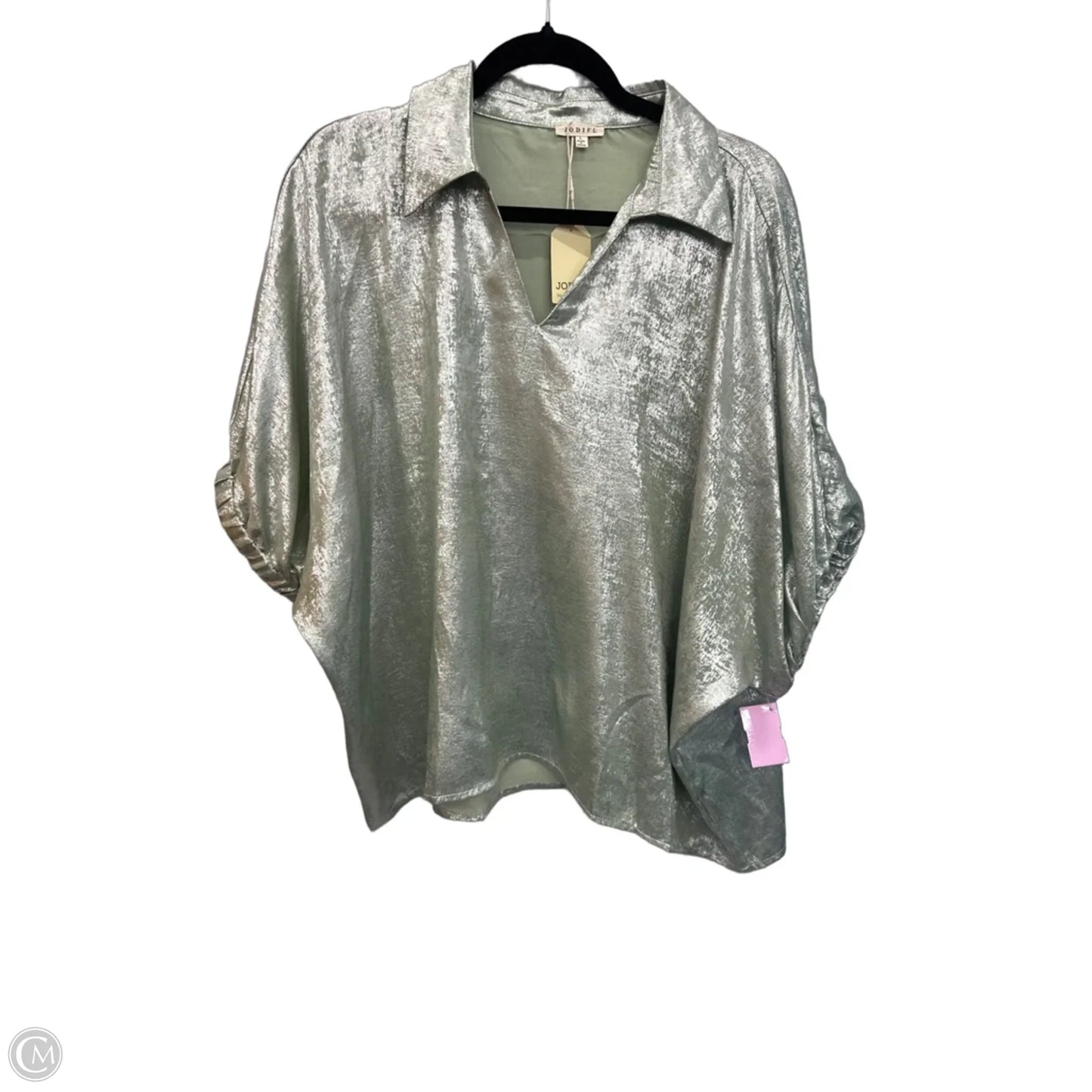 Top Short Sleeve By Jodifl In Silver, Size: L