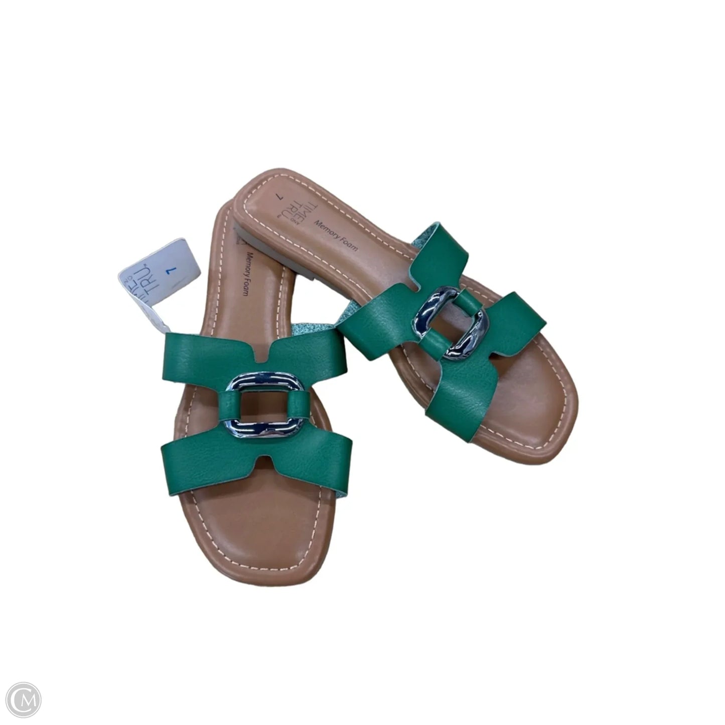 Sandals Flats By Time And Tru In Brown & Green, Size: 7