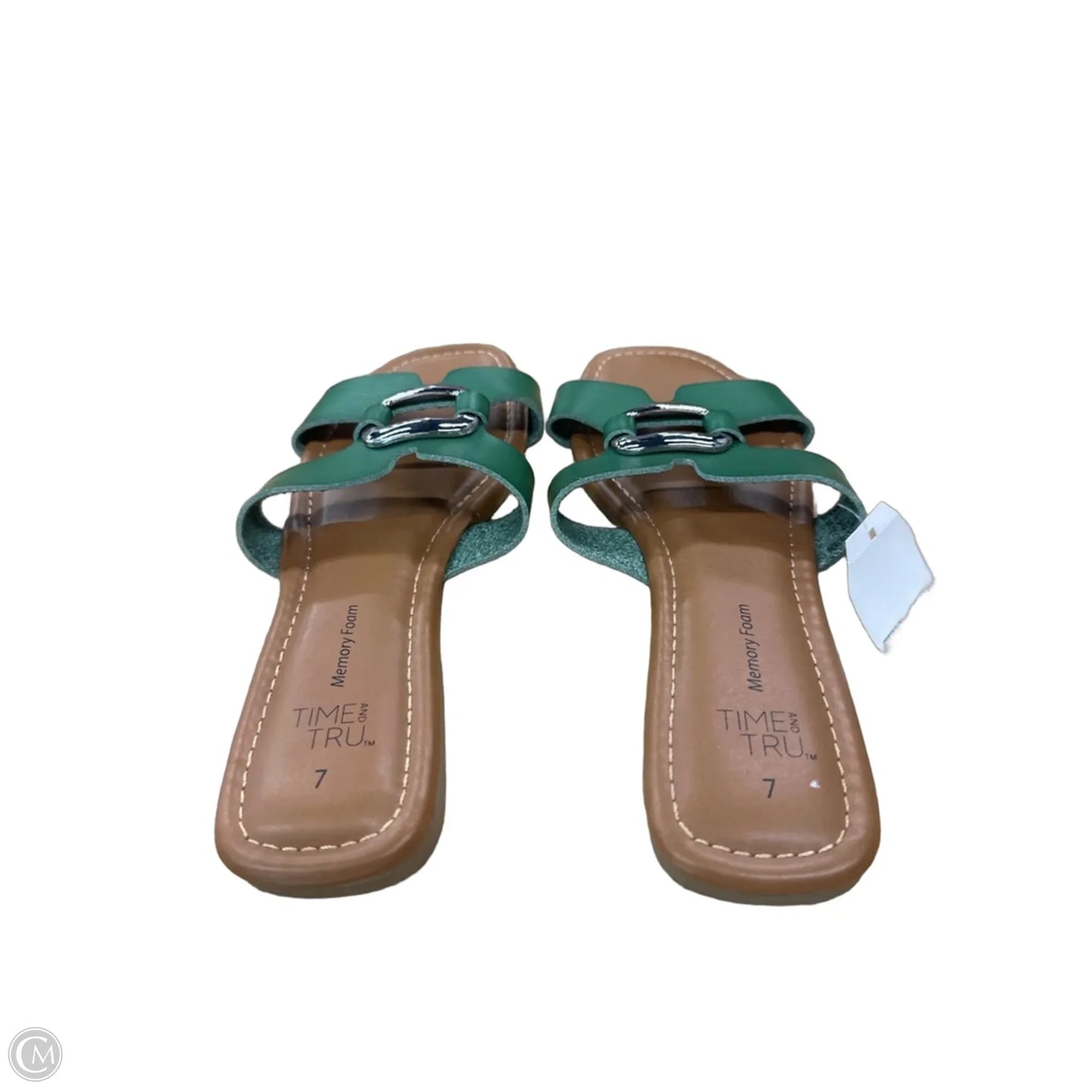 Sandals Flats By Time And Tru In Brown & Green, Size: 7